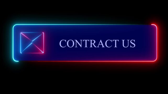 Contact us buttons with mail, at symbol, and phone icons animation on black background, website, app, communication, customer support, and hotline service ...