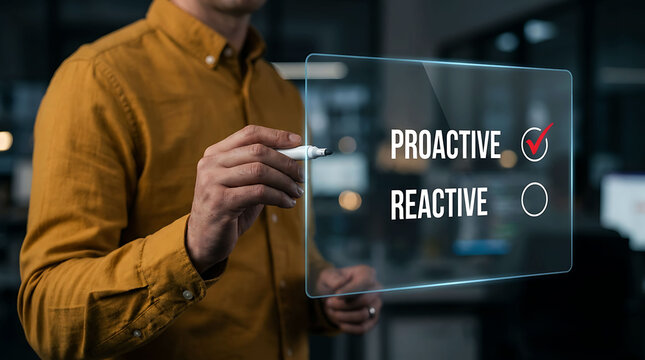 Person selecting proactive option on digital interface