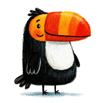 Cute toco toucan bird doodle illustration