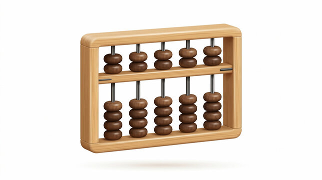 A traditional wooden abacus for counting and calculation isolated on white.
