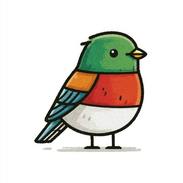 Cute colorful trogon bird doodle illustration