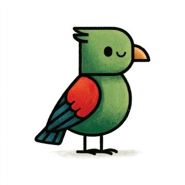 Cute colorful turaco bird doodle illustration