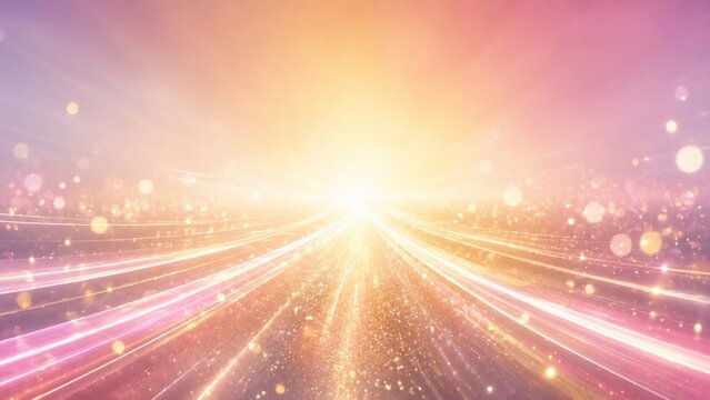 Speed Trail Background with Golden Sunrise and Abstract Glowing Light