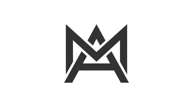 Creative MA letter monogram logo with bold geometric styling and symmetrical design. Minimal vector illustration ideal for branding, architecture, engineering, consulting, technology, fashion, and pre