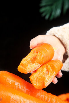 Fresh Organic Carrots from Yunnan Farm - Hand Holding Freshly Washed Root Vegetables