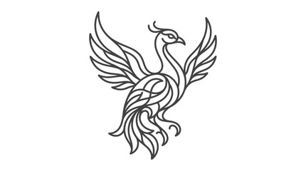 Obraz premium Elegant Mythical Phoenix Bird Line Art Illustration Vector