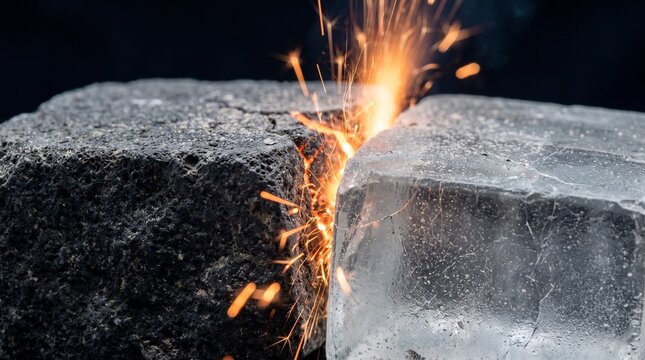 Sparks between rock and ice
