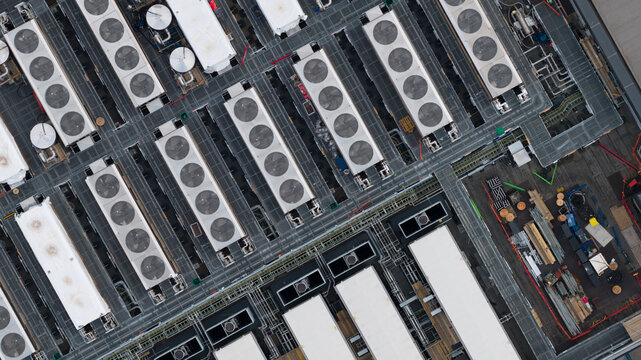Aerial view of Modern Data Center Complex in East London