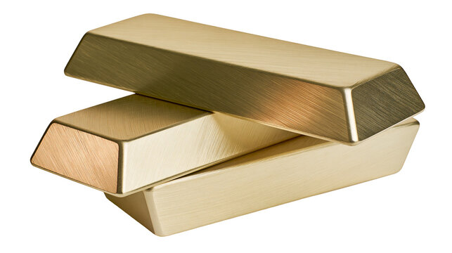 Stacked gold bars with brushed texture