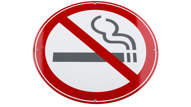 No Smoking Sign with Cigarette and Smoke Symbol