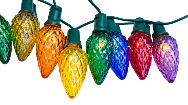 String of colorful faceted Christmas lights