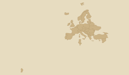 Europe map with french guiana overseas territory, vintage style vector map showing european country borders and french guiana © Hikari Vector Studio