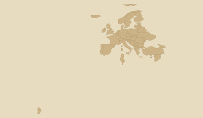 Vintage style political map of europe with country borders on a beige background, simplified continent outline © Hikari Vector Studio