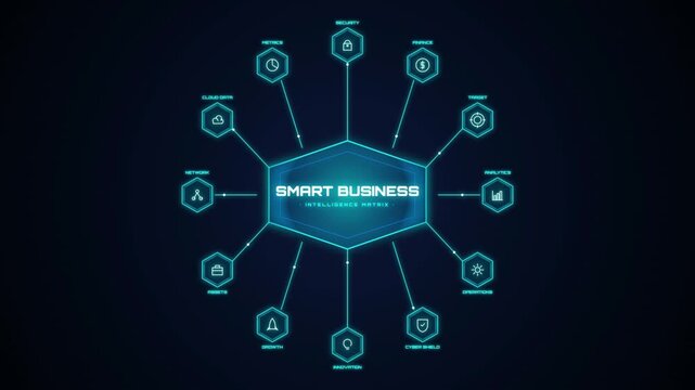 Smart business digital infographic with floating hud interface icons