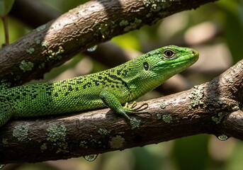 Fototapeta premium Emerald Sentinel in Verdant Embrace