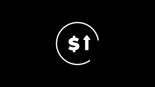 Animated dollar sign with up arrow showing financial growth
