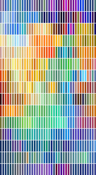 Structured vertical color bar grid with multi-hued rectangular blocks