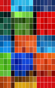 Colorful square block grid pattern with rainbow color spectrum