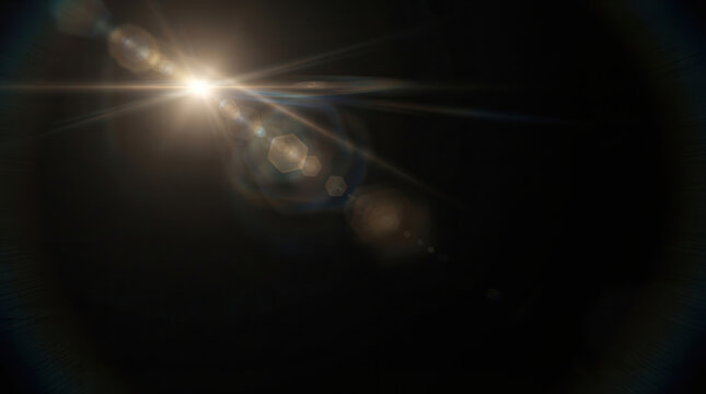 Cosmic Lens Flare Celestial Light Beam Prismatic Glow Stellar Flare in Darkness Radiant Light Streak