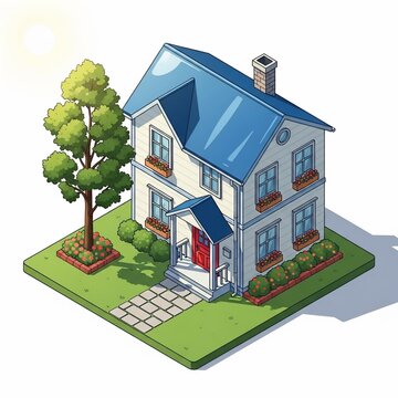 Isometric Hearth, Sun-Kissed Canopy, Verdant Enclave