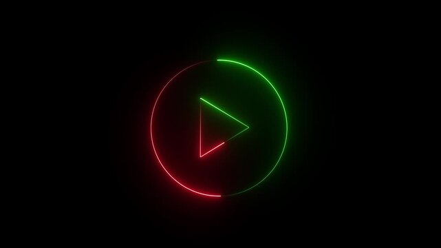 Video player button icon animation, music play button animation. Abstract glowing play baton icon motion graphics 