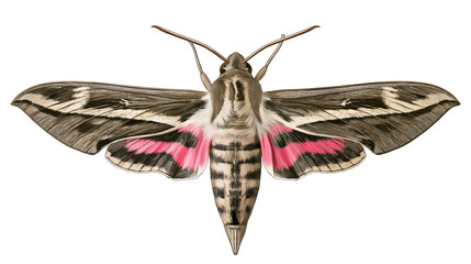 Pink striped hawk moth with detailed wings © Eustace
