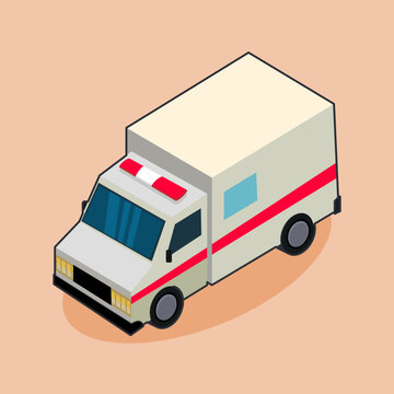 Isometric Emergency Ambulance Medical Van Vector