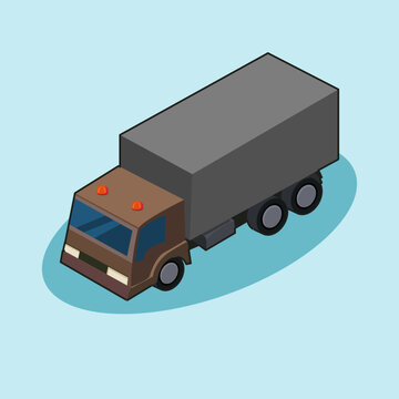 Isometric Military Cargo Trucks Logistics Transportation