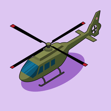 Isometric Military Medical Rescue Helicopter Vector