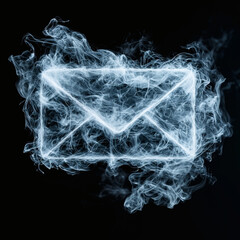 Naklejka premium Ethereal smoke illustration of an envelope symbolizing communication and connection in a digital age
