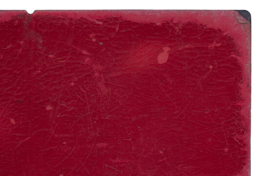 cover book old red leather cracked scratches grunge on transparent background. copy space  for creative design. PNG file