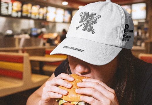 Baseball Cap Burger Mockup