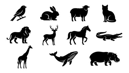 Obraz premium Set of Black and White Vector Icons Representing Various Activities and Concepts Including Sports, Technology, Communication