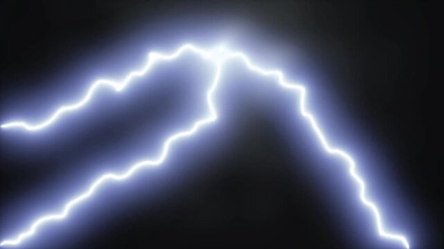 Thunder strom behind the dark clouds night sky with lightning and storm, lightning flashed, thunder, smoke and fire bursts, shining flash explosions effects overlay on black screen, 4k