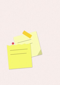 Yellow sticky notes with red pin