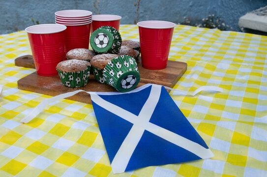 Scotland Football Party with Cakes, Bunting and Match Day Celebration