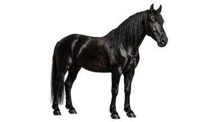 Fototapeta premium Elegant Black Horse Walking Isolated on Transparent Background PNG