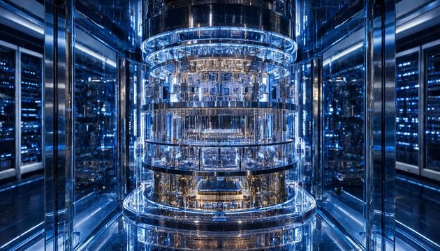 Futuristic Edge Computing Server Room with Holographic Network Infrastructure