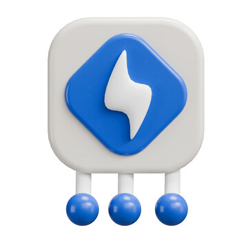 3D Lightning Bolt Power and Energy Icon