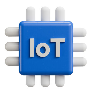 3D IoT Microchip Processor Icon Isolated on White