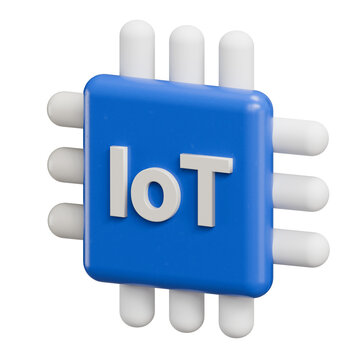 3D IoT Microchip Icon for Internet of Things Technology