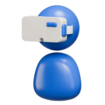 3D Blue Character Icon with VR Headset for Metaverse