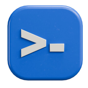 3D Blue Command Prompt Terminal Icon for Coding and Development