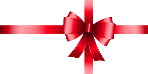 Obraz premium red ribbon bow on white background - gift wrap decoration