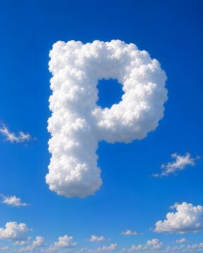 Cloud Shaped Like Letter P Against Clear Blue Sky