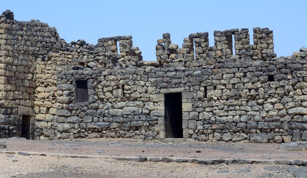 Ruinas del Castillo de Qasr Al-Azraq, posada de Lawrence de Arabia en Jordania, Oriente Medio