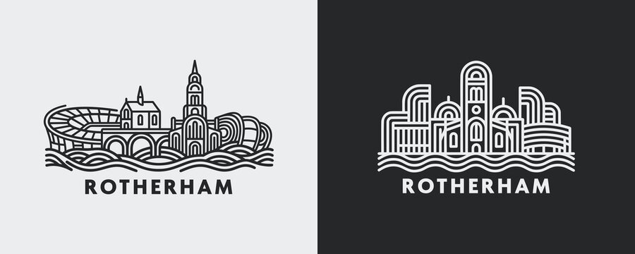 Rotherham United Kingdom Cityscape with Historic Church and Urban Layout