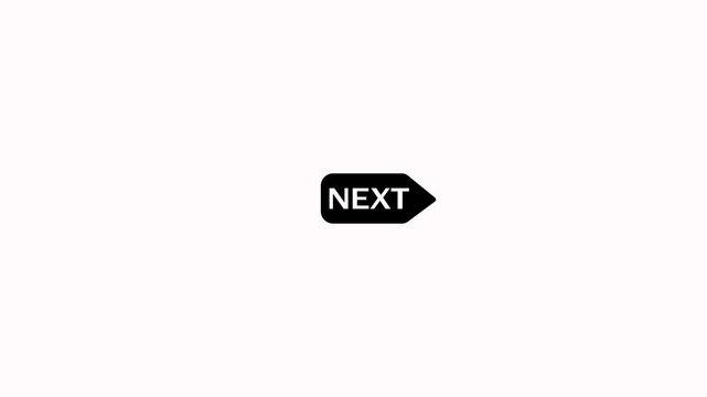 Next arrow button icon animation navigation on white background. Video next button animation for forward direction and user interface navigation symbol with alpha channel