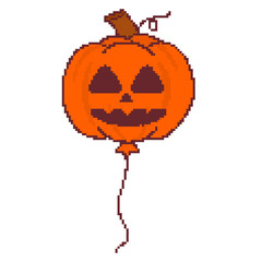 Halloween pumpkin balloon jack o lantern pixel art orange © BlackGroundMeYou 
