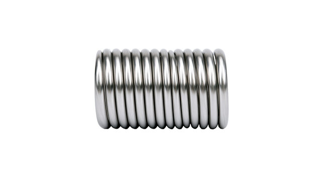 Shiny metallic spring coil, isolated on transparent background